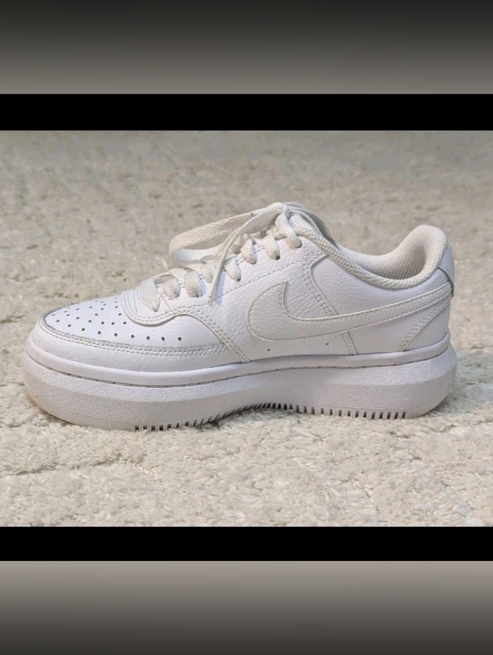 Nike Court Vision Alta LTR Women's Size 7 Triple White Sneakers